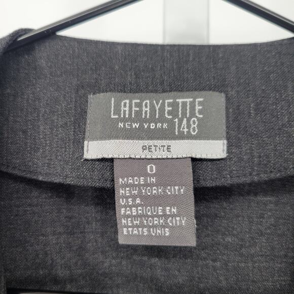 Lafayette 148 Womens Sz 0P Petite Wrap Style Blazer Jacket Charcoal Gray Wool - Picture 2 of 5